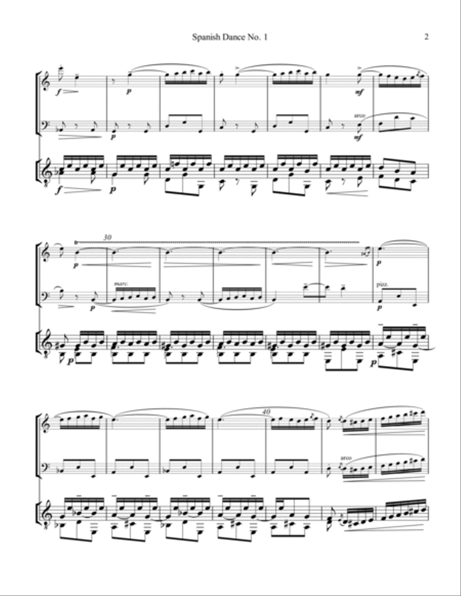Spanish Dance No. 1, Danza from La vida breve for violin, cello and guitar Cello scores gallery preview page 3