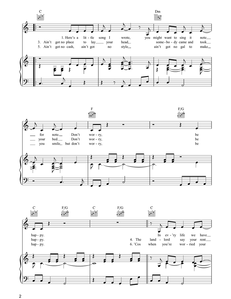 Don't Worry, Be Happy Piano, Vocal, Guitar scores gallery preview page 2