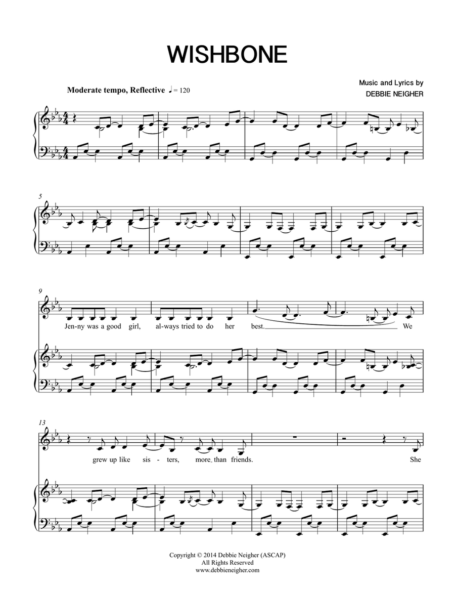 Wishbone Piano, Vocal scores gallery preview page 1