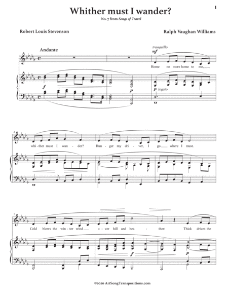 VAUGHAN WILLIAMS: Whither must I wander? (transposed to B-flat minor)