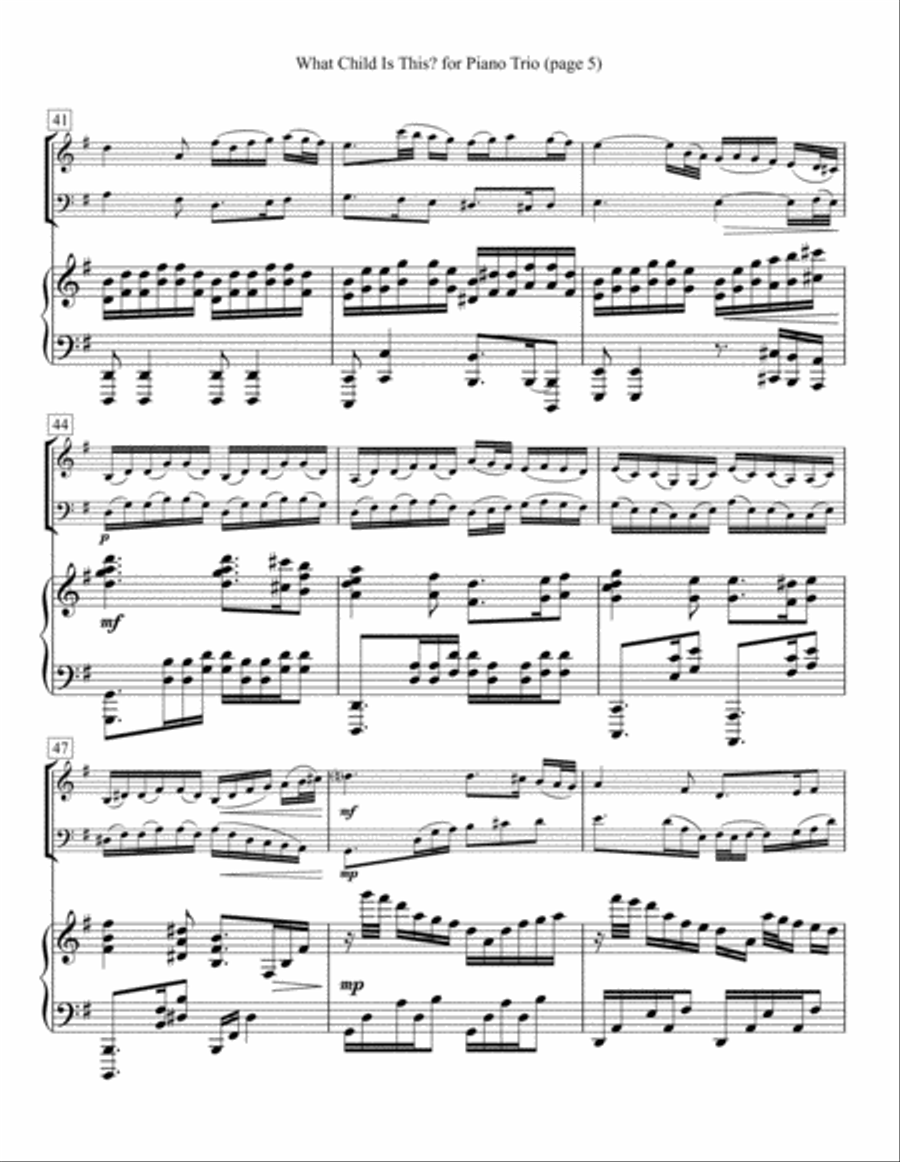 What Child Is This? for Piano Trio Piano Trio scores gallery preview page 5