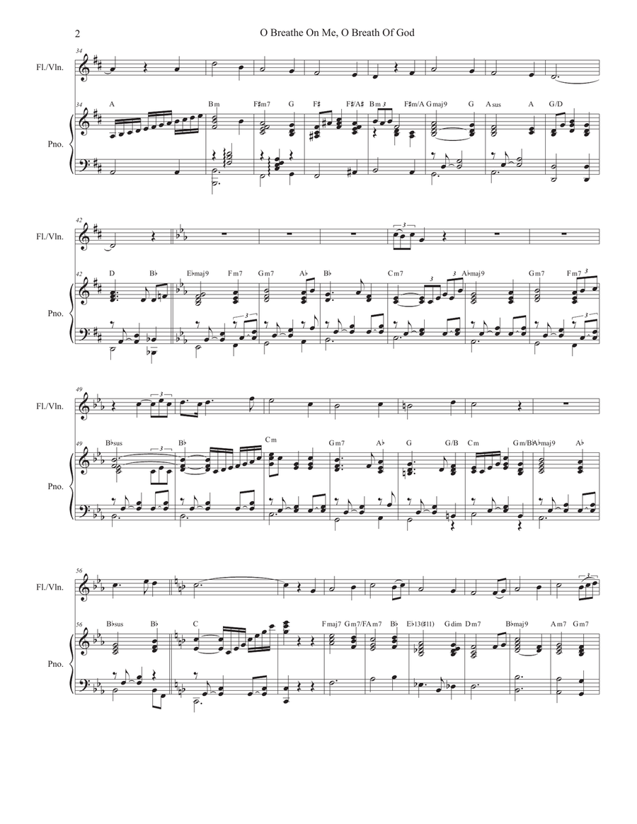 O Breathe On Me, O Breath Of God (Flute or Violin solo and Piano) Flute scores gallery preview page 2