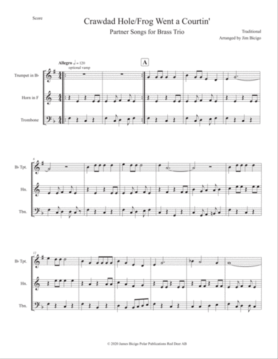 Crawdad Hole/Mr. Frog Went a Courtin' Horn scores gallery preview page 1