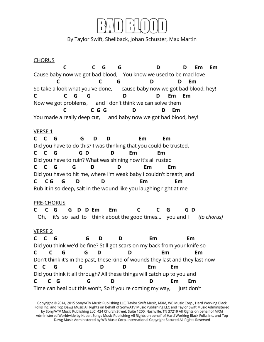 Bad Blood Piano scores gallery preview page 2