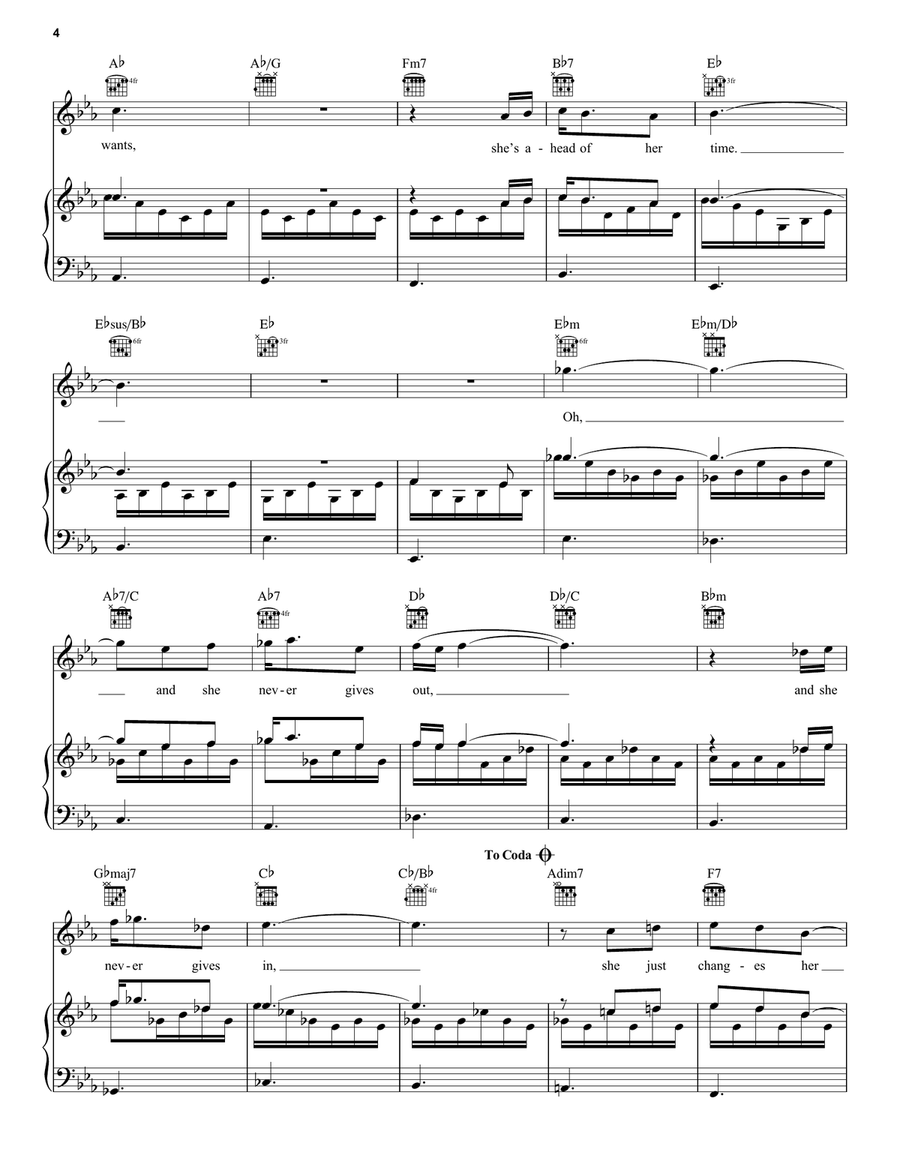 She's Always A Woman Piano, Vocal, Guitar scores gallery preview page 4