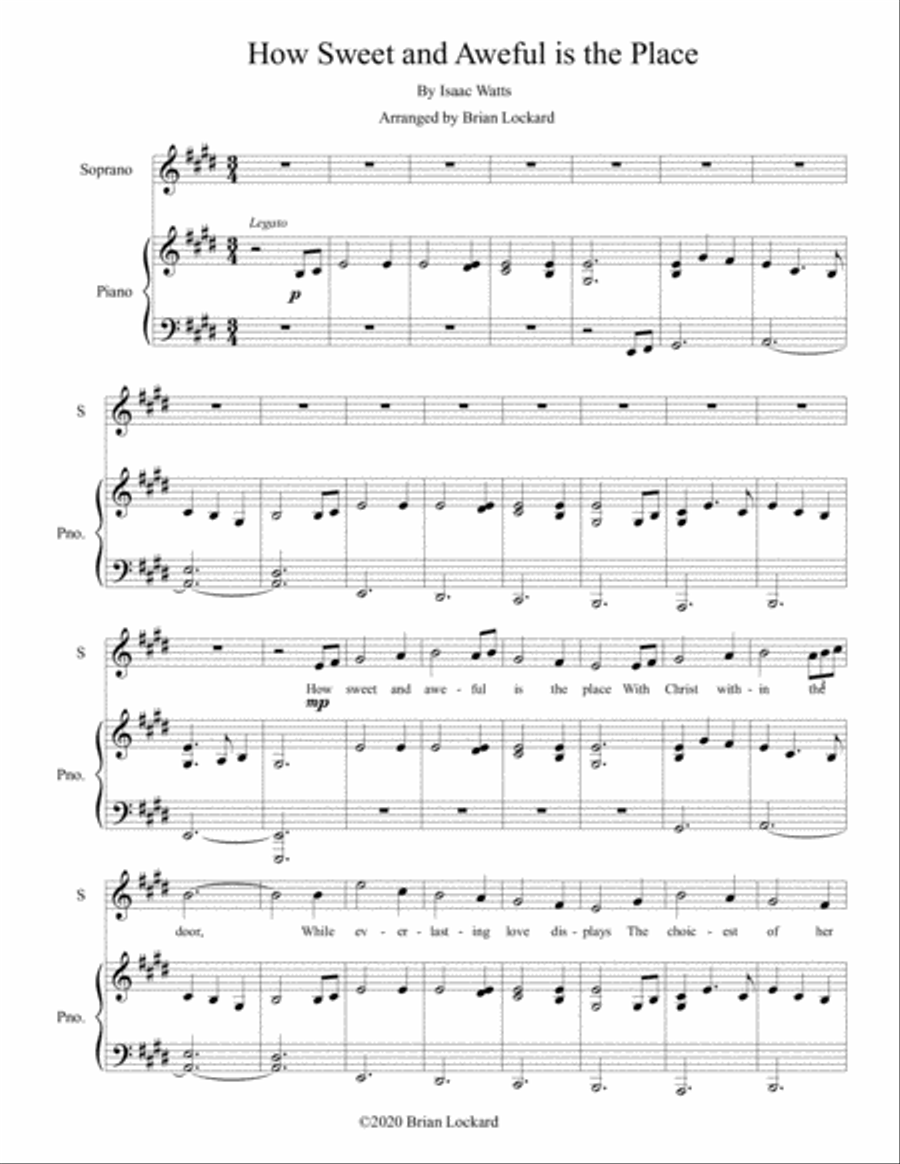 How Sweet and Aweful is the Place Voice and Piano How Sweet and Aweful is the Place Voice and Piano Soprano Voice scores gallery preview page 1