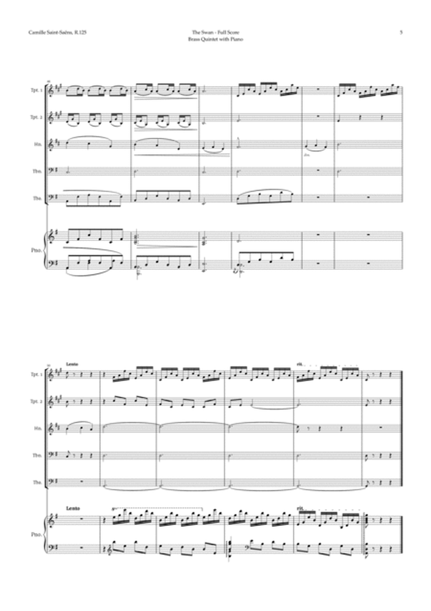 The Swan by Saint-Saëns for Brass Quintet and Piano image number null