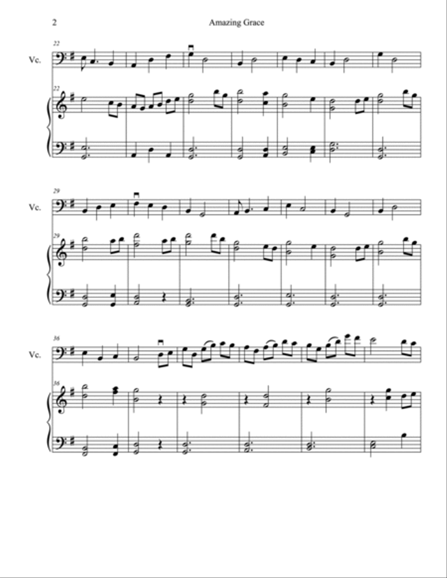 Amazing Grace Piano scores gallery preview page 2