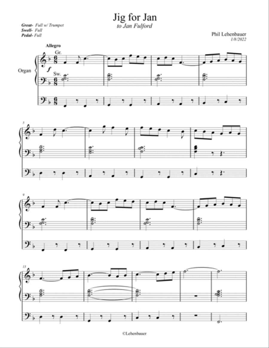 Jig for Jan, organ work by Phil Lehenbauer