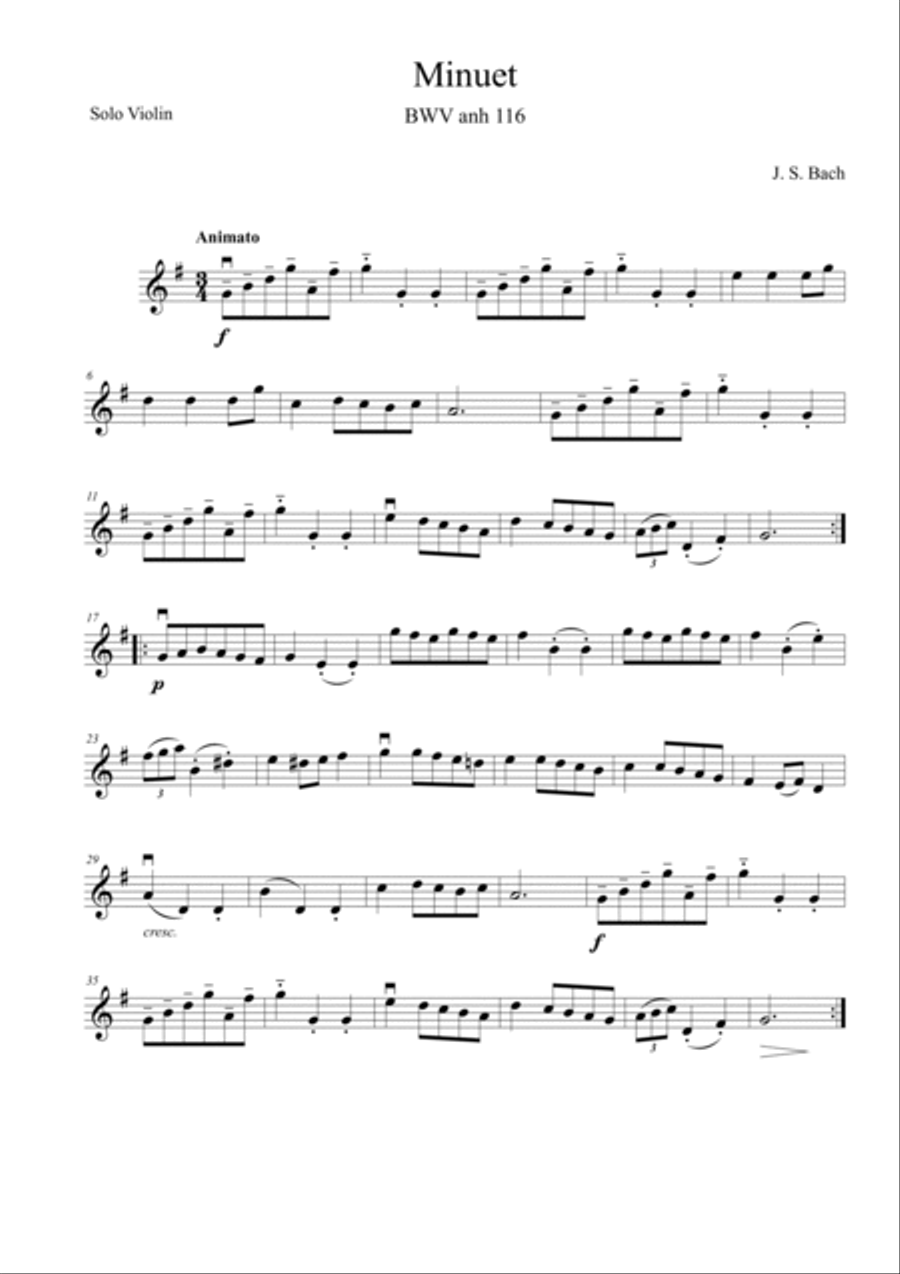 Minuet BWV anh 116 String Trio scores gallery preview page 3