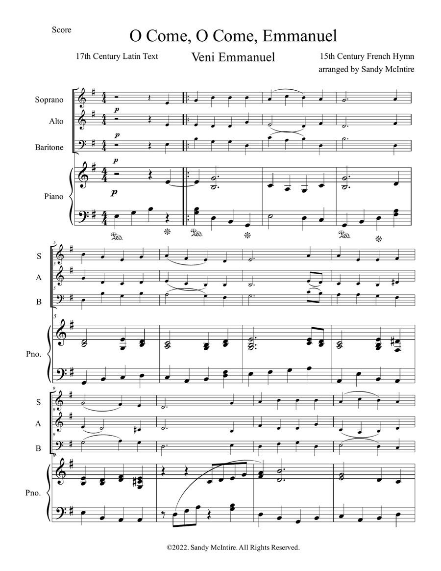 O Come, O Come, Emmanuel 3-Part scores gallery preview page 1