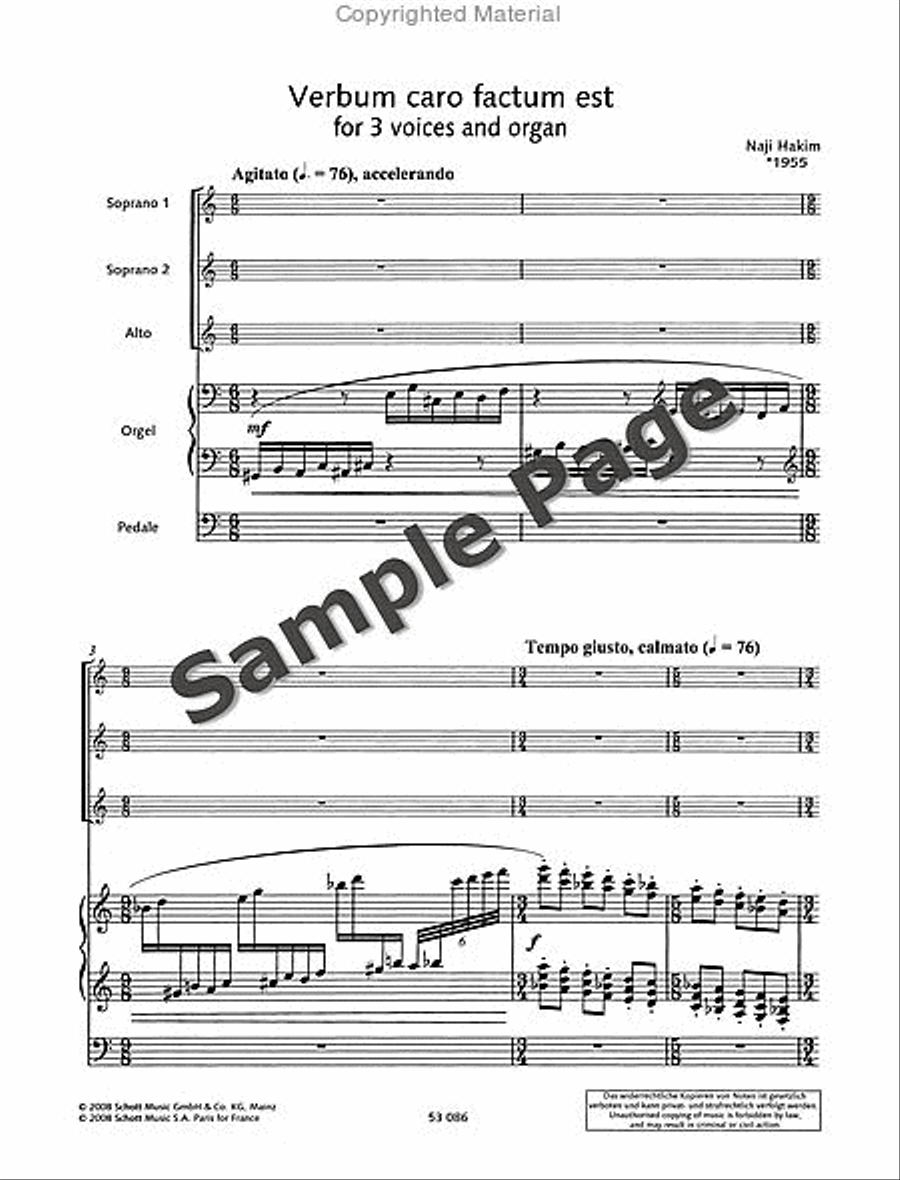 Verbum Caro Factun Est Femalechoir(ssa) Or 3 Solo Parts And Organ SSA scores gallery preview page 6