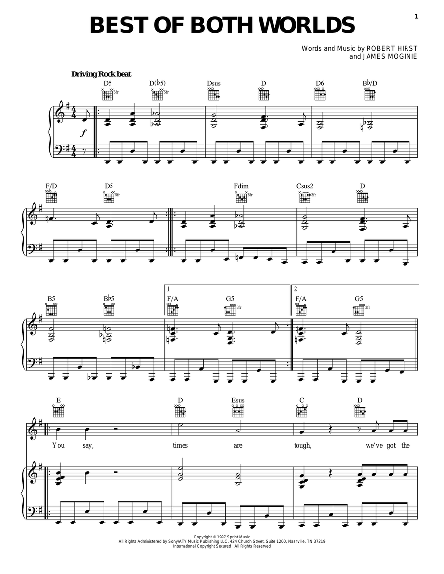 Best Of Both Worlds Best Of Both Worlds Piano, Vocal, Guitar scores gallery preview page 1