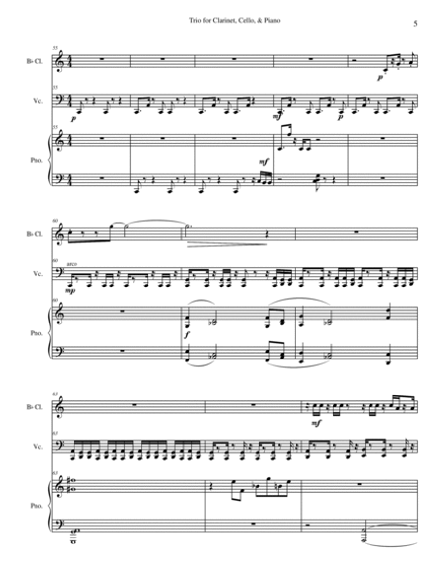 Trio for Clarinet, Cello, and Piano Small Ensemble scores gallery preview page 5