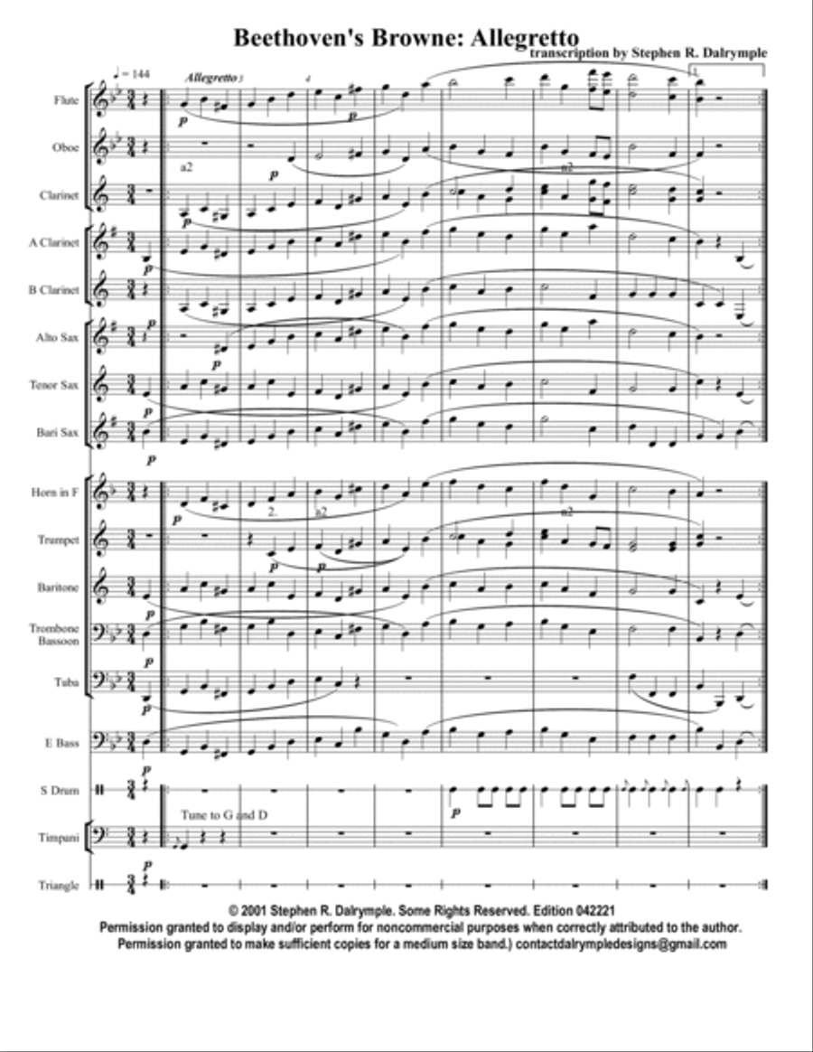 Beethoven’s Browne Concert Band scores gallery preview page 2