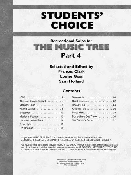 The Music Tree - Part 4 (Student's Choice)