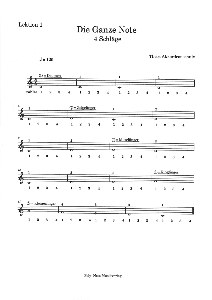 Einführung zum Noten lernen / Lektion 1 Easy Piano scores gallery preview page 1