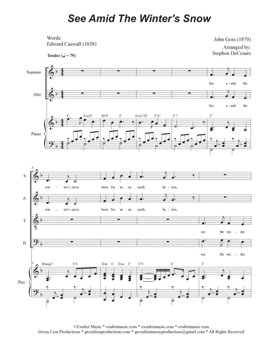 See Amid The Winter's Snow (Vocal Quartet - (SATB) image number null