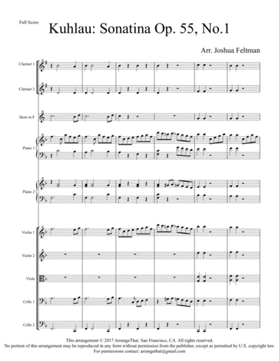 Kuhlau: Sonatina Op 55, No. 1 Chamber Orchestra scores gallery preview page 2