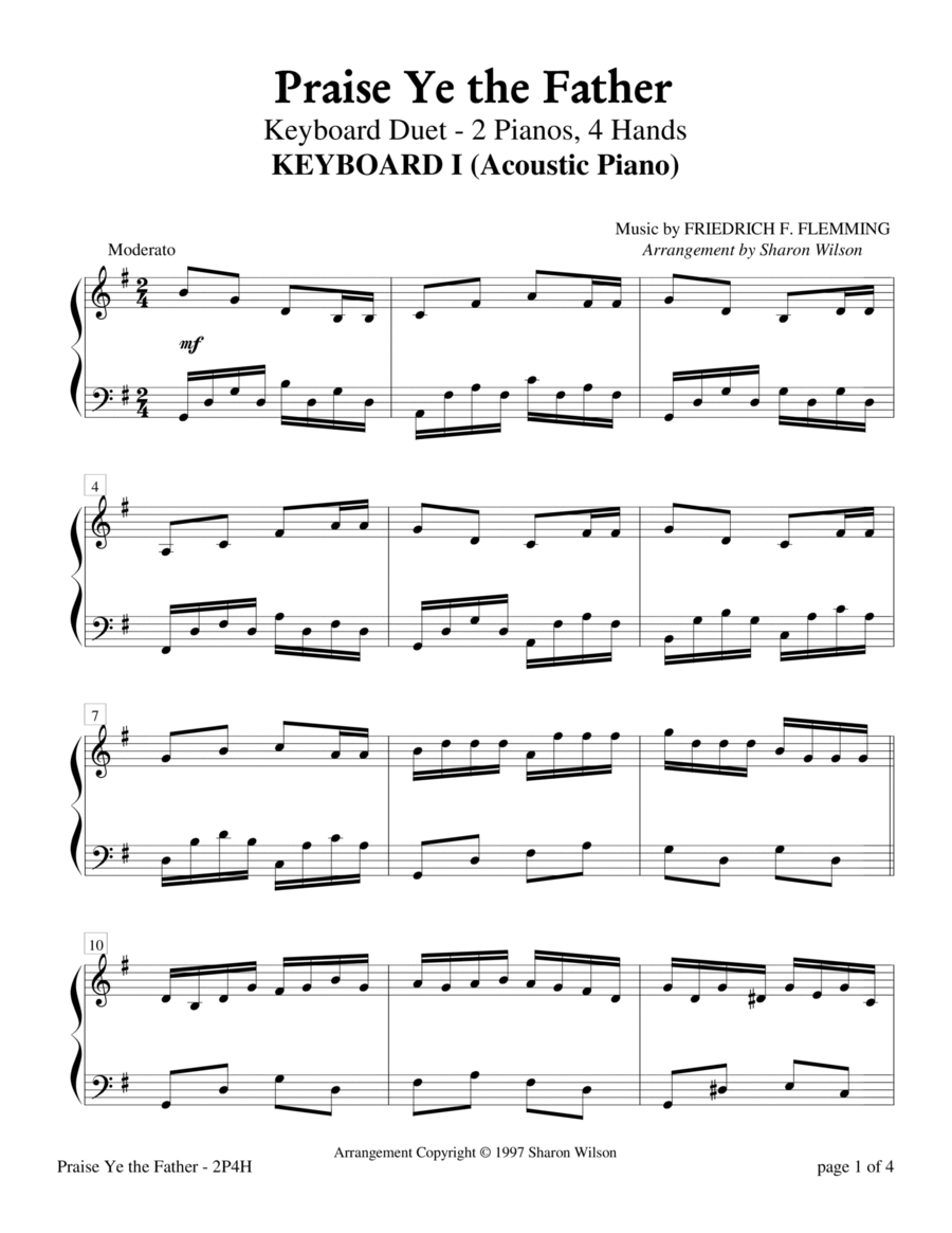 Praise Ye The Father (Keyboard Duet - 2 Pianos, 4 Hands) 2 Pianos, 4-Hands scores gallery preview page 1