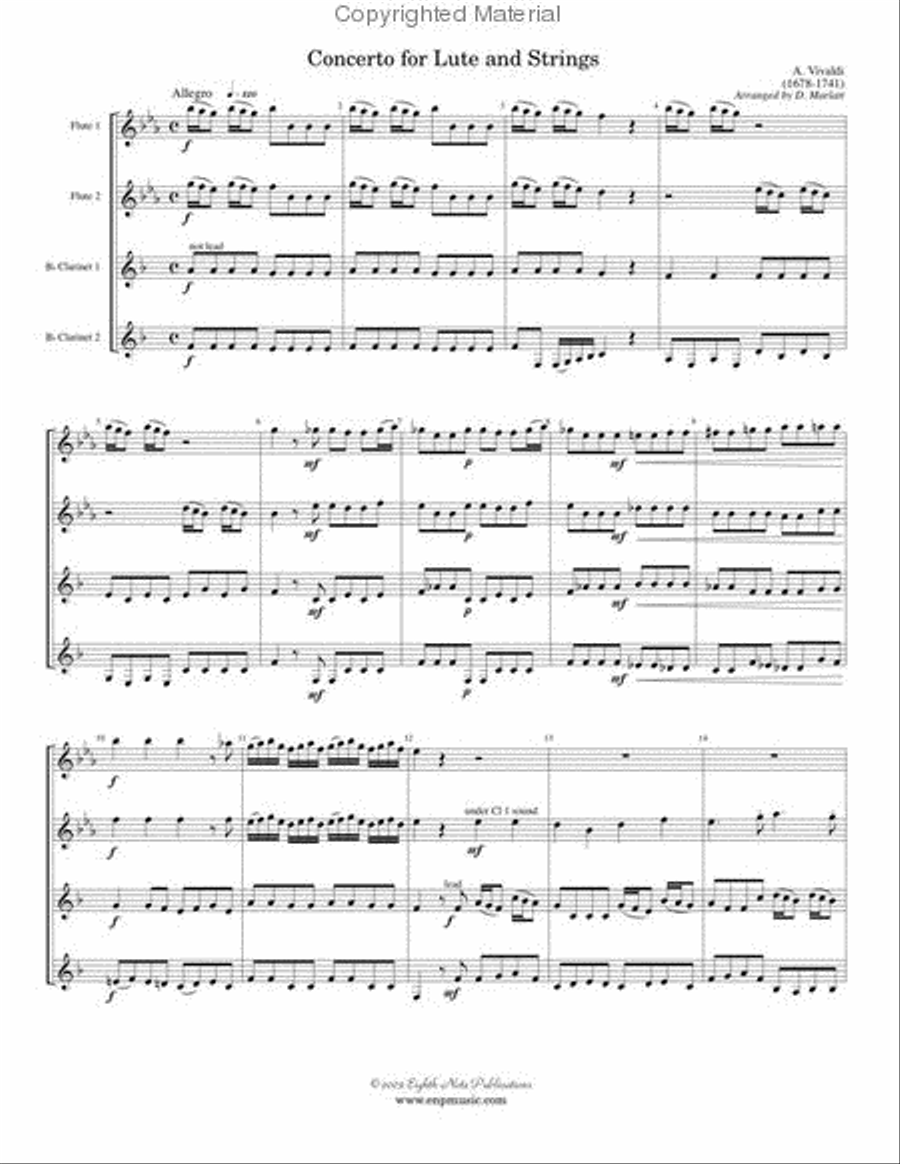 Concerto for Lute (Movement 1) Woodwind Quartet scores gallery preview page 2