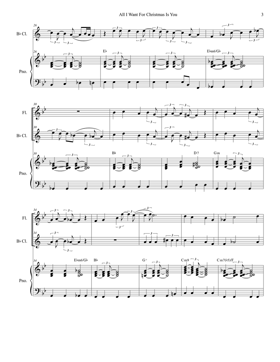 All I Want For Christmas Is You Woodwind Duet scores gallery preview page 3
