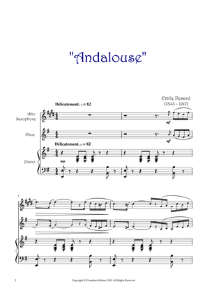 Book cover for Émile Pessard "Andalouse" No.8 from 25 pieces for piano Op.20. Alto Saxophone and piano.
