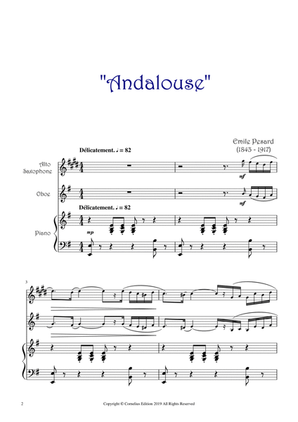Émile Pessard "Andalouse" No.8 from 25 pieces for piano Op.20. Alto Saxophone and piano. image number null