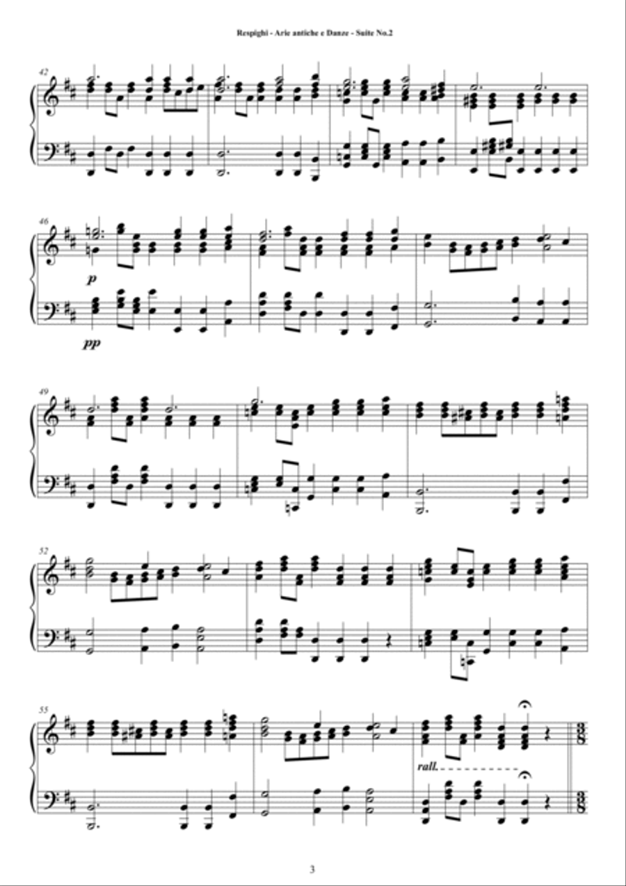 Respighi - Suite No.2 - Antiche Arie e Danze for Piano Piano Solo scores gallery preview page 3