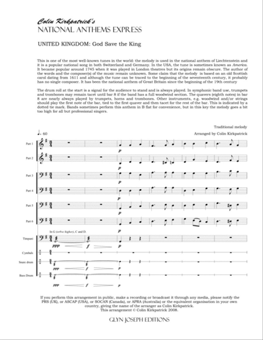 UK National Anthem: God Save the King Concert Band scores gallery preview page 4