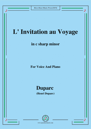 Book cover for Duparc-L'invitation au voyage in c sharp minor,for Voice and Piano