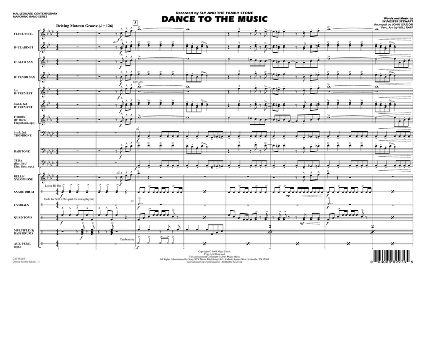 Dance To The Music - Conductor Score (Full Score) Marching Band scores gallery preview page 1