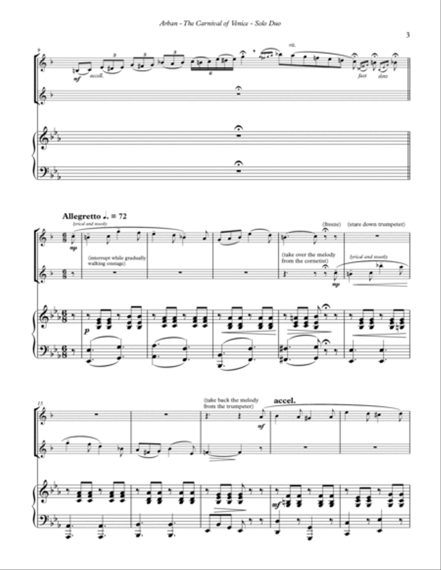 The Carnival of Venice for Cornet and Trumpet Duo with Piano accompaniment Brass Duet scores gallery preview page 4