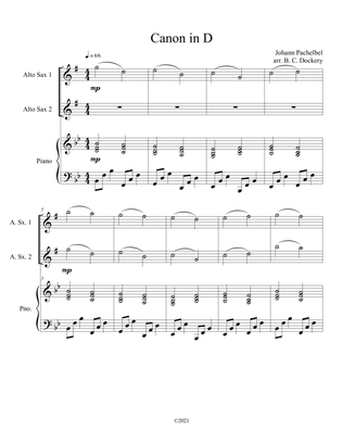 Canon in D for 2 Alto Sax and Piano