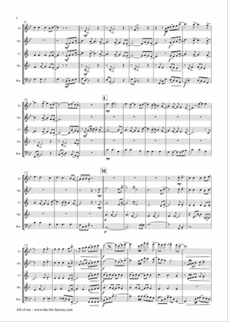 All Of Me Woodwind Quintet scores gallery preview page 4