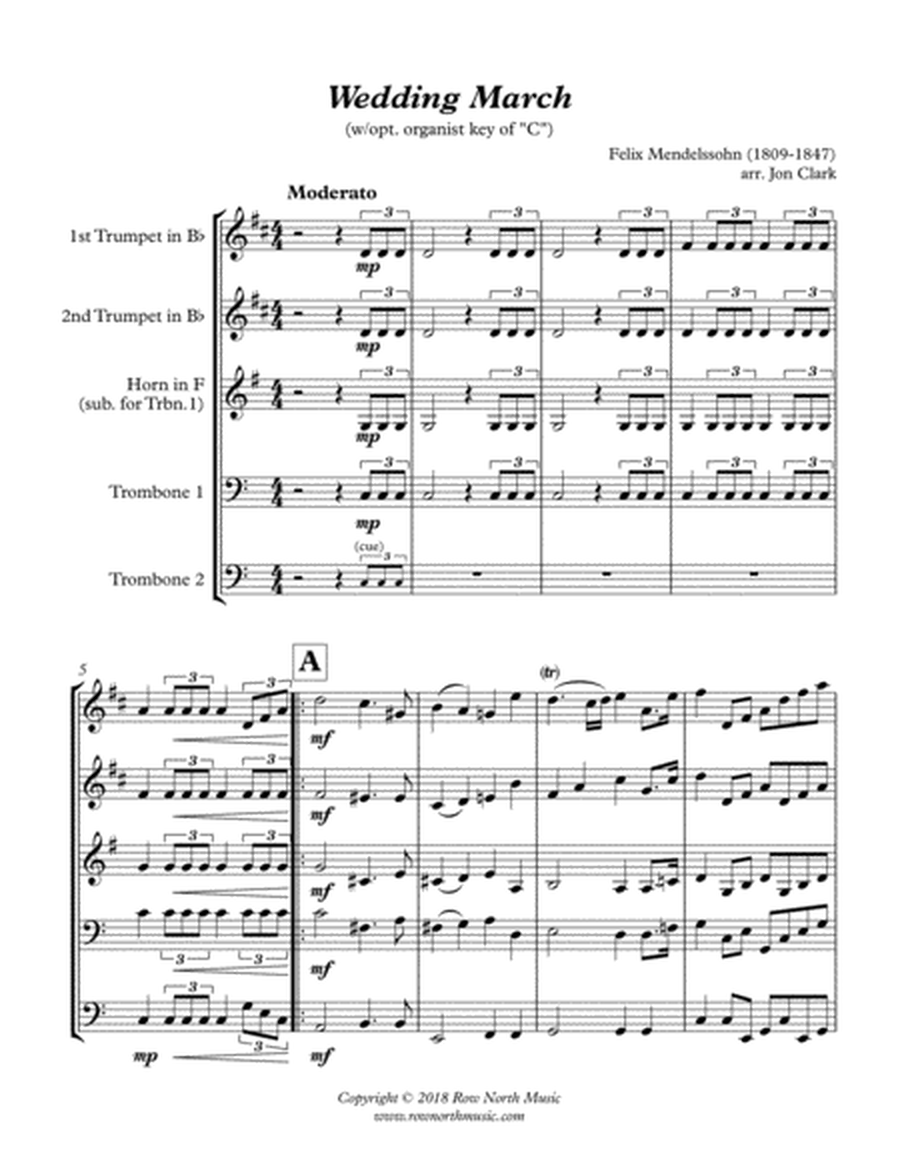 Wedding March - Felix Mendelssohn (1809-1847) arr. Jon Clark image number null