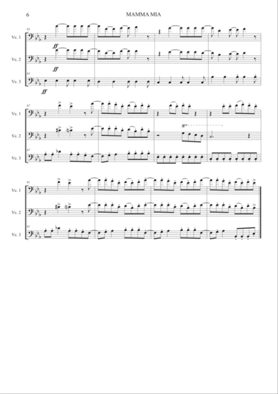 Mamma Mia Mamma Mia String Trio scores gallery preview page 6