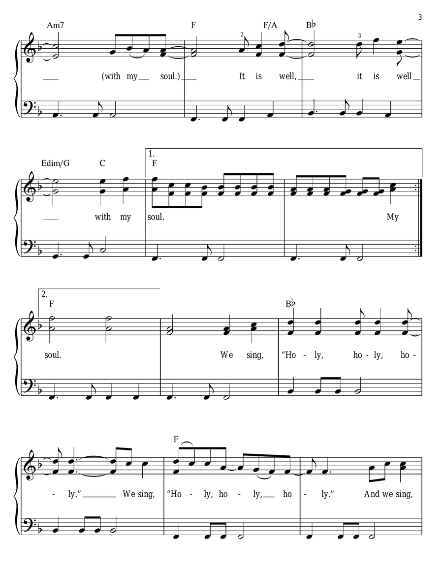 It Is Well Easy Piano scores gallery preview page 3