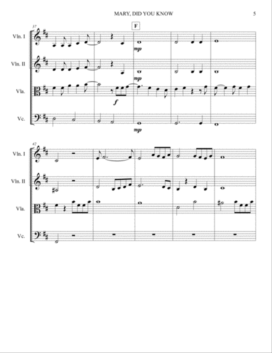 Mary, Did You Know? Mary, Did You Know? String Quartet scores gallery preview page 5