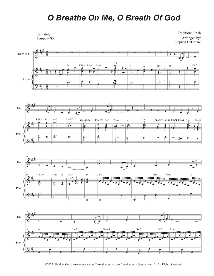 O Breathe On Me, O Breath Of God (French Horn solo and Piano) Piano scores gallery preview page 1