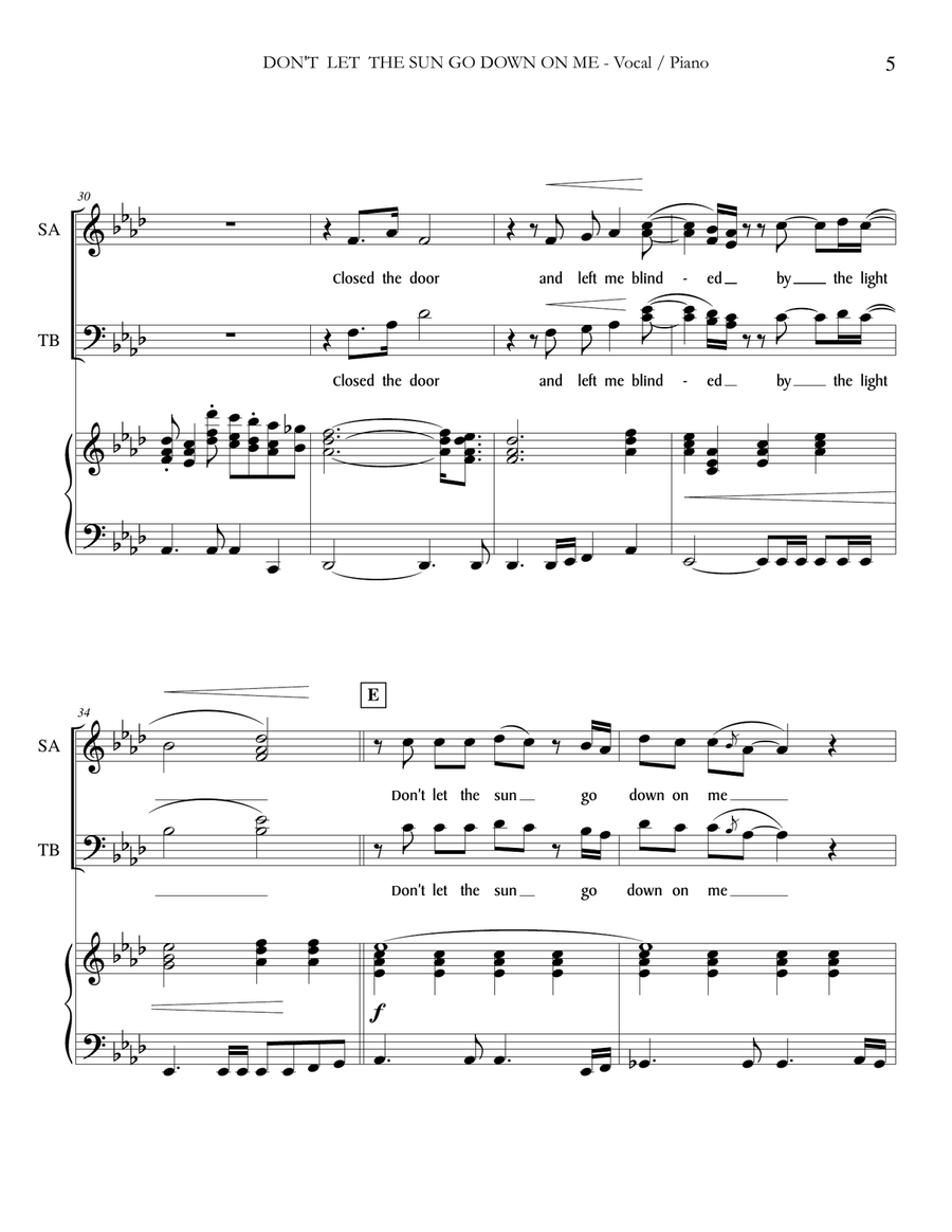 Don't Let The Sun Go Down On Me Divisi scores gallery preview page 5