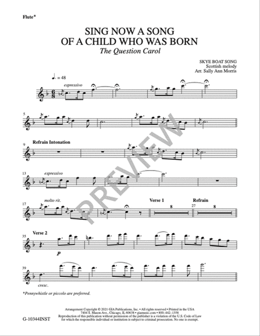 Sing Now a Song of a Child Who Was Born Flute scores gallery preview page 2