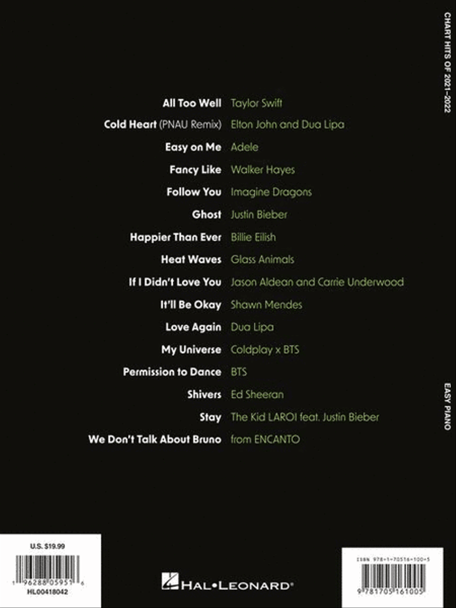 Chart Hits of 2021-2022 Easy Piano scores gallery preview page 7