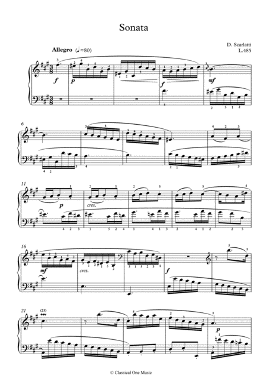 Scarlatti-Sonata in F sharp-minor L.485 K.448(piano) Piano Solo scores gallery preview page 2