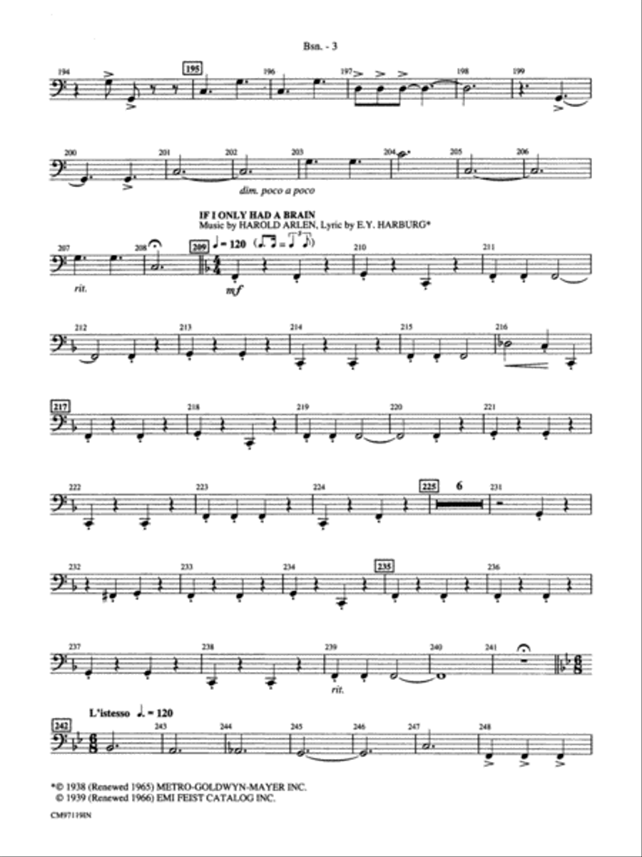 The Wizard of Oz -- Choral Revue: Bassoon Bassoon Solo scores gallery preview page 3