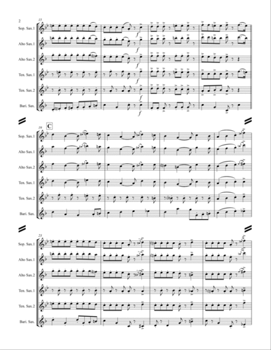 Too Fat Polka (she's Too Fat For Me) Saxophone Quintet scores gallery preview page 3