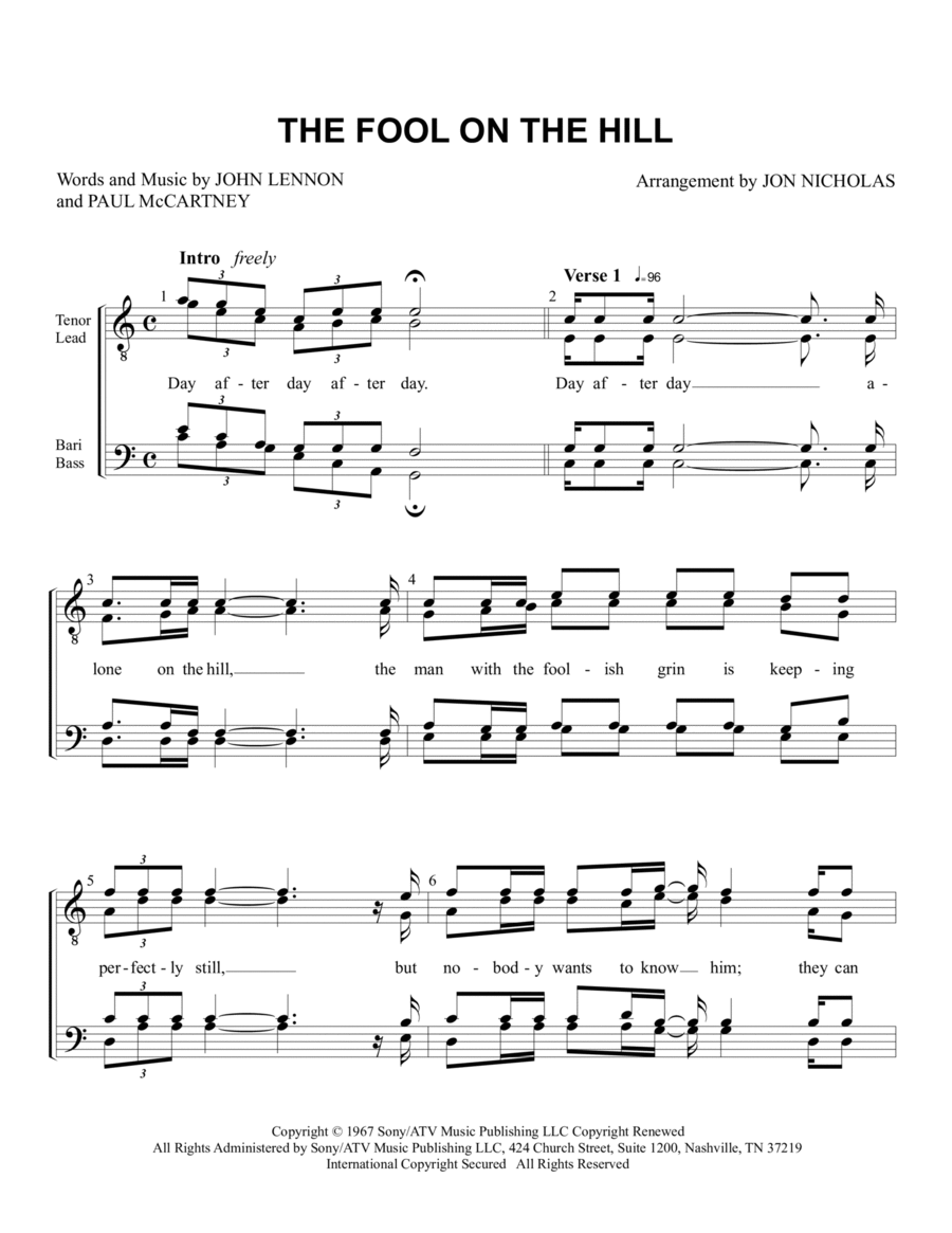 The Fool On The Hill TTBB scores gallery preview page 1