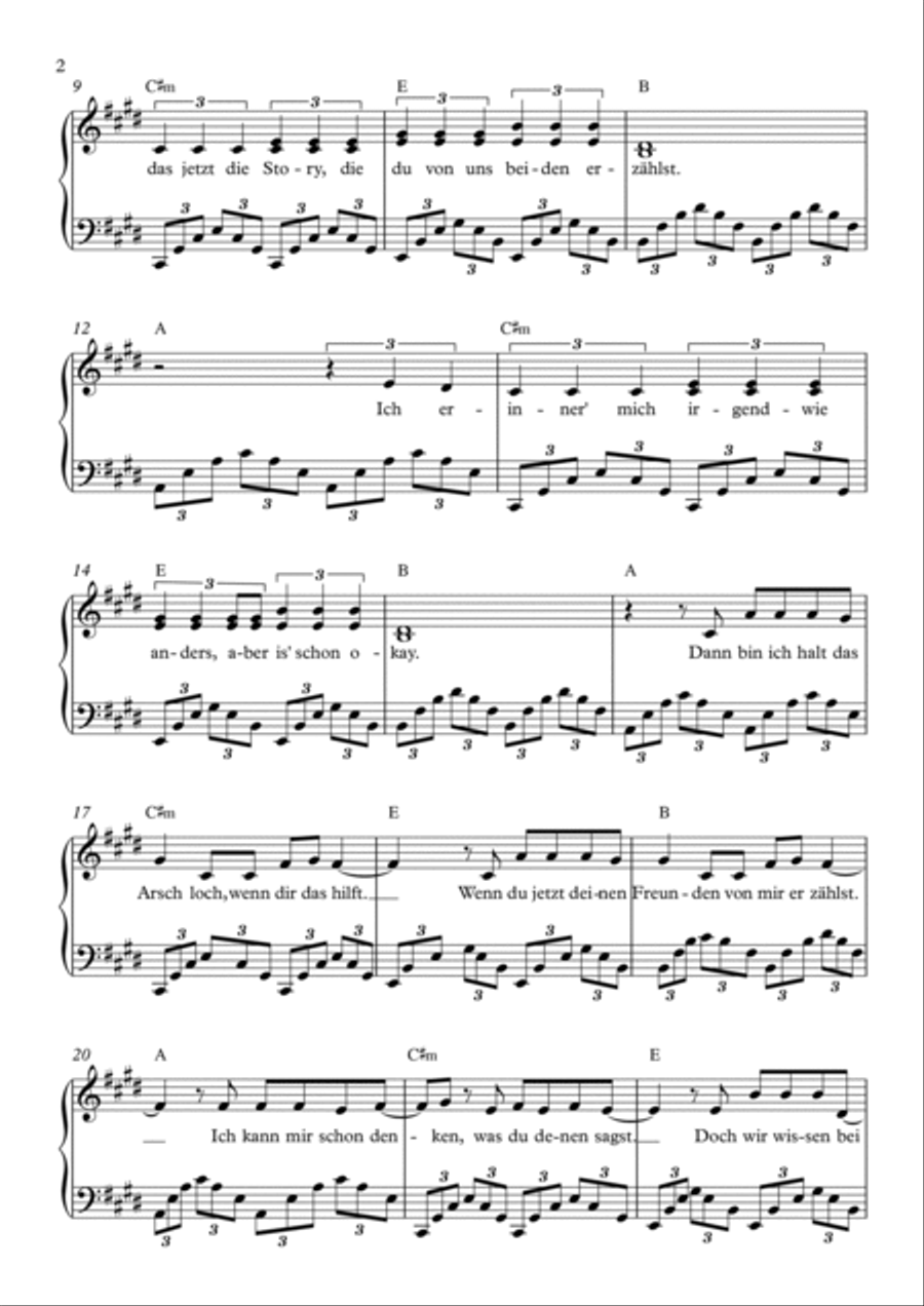 Arschloch Arschloch Easy Piano scores gallery preview page 2