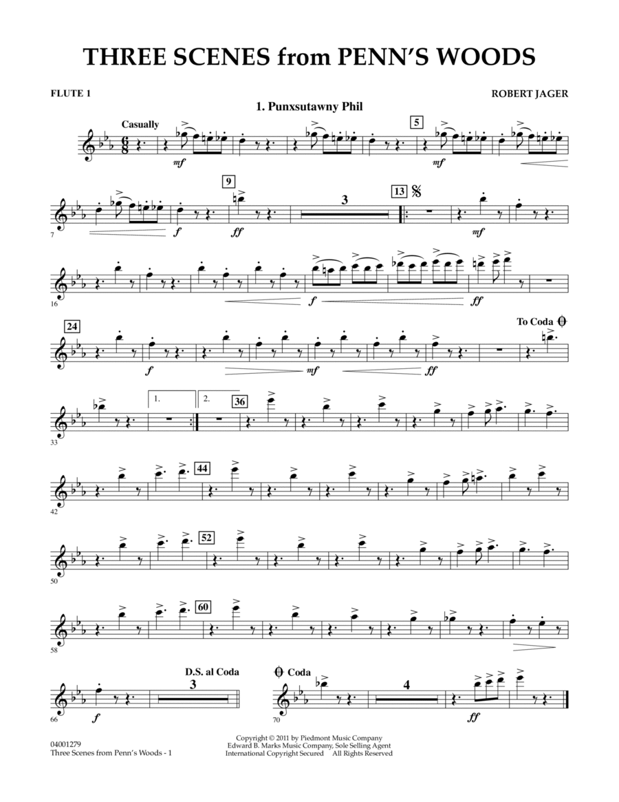 Three Scenes From Penn's Woods - Flute 1 Concert Band scores gallery preview page 1