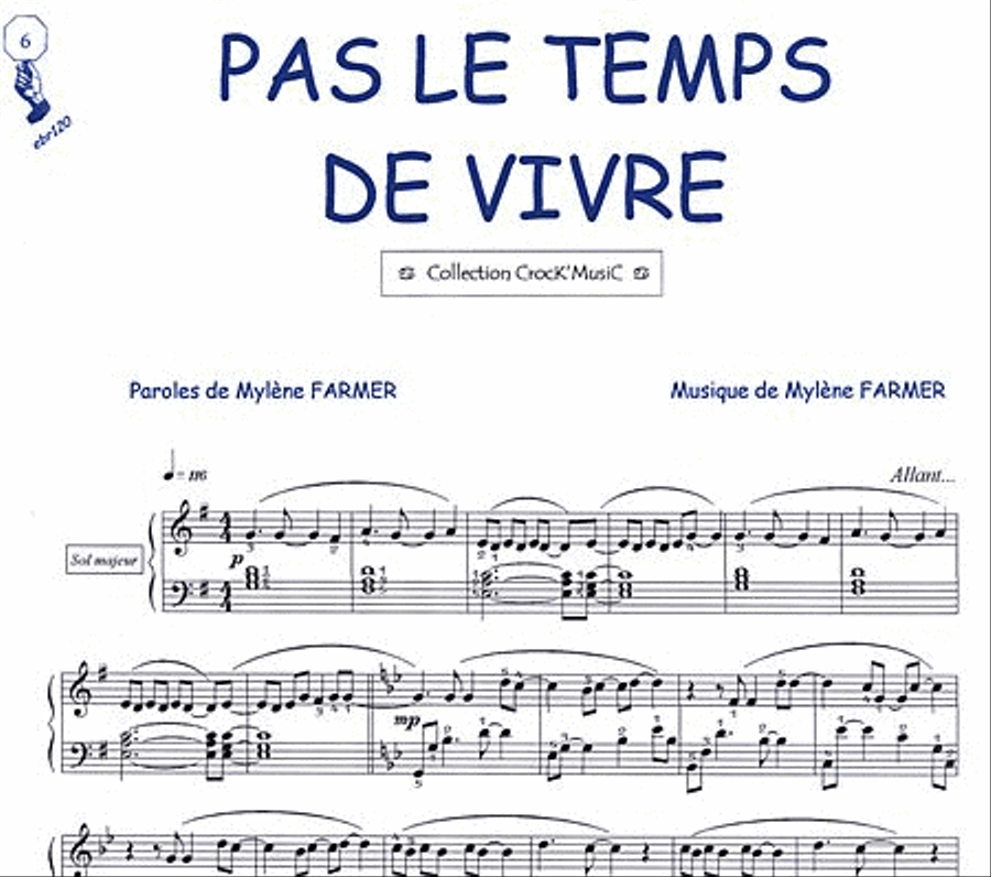 Pas le temps de vivre (Collection CrocK'MusiC) Piano Solo scores gallery preview page 1